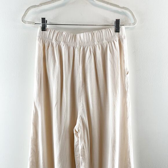 Z Supply High Rise Wide Leg Farrah Linen Blend Pants Trousers Cream Ivory Small - Picture 8 of 12